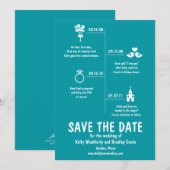Save The Date Événement de relation Turquoise Sauvegarder la dat (Devant / Derrière)