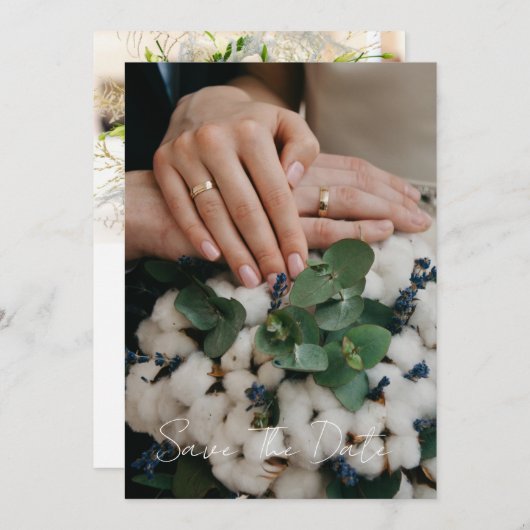 Save The Date Événement mariage écriture moderne Photo Save The (Devant / Derrière)