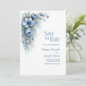Save The Date Événement mariage floral bleu à ne pas manquer (Debout devant)