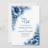 Save The Date Événement mariage floral bleu à ne pas manquer (Devant)
