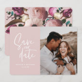 Save The Date Événement moderne de mariage floral photographique (Devant / Derrière)