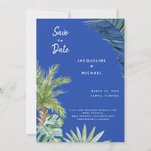 Save The Date Événement Moderne Méditerranéen Bleu Botanique Sav