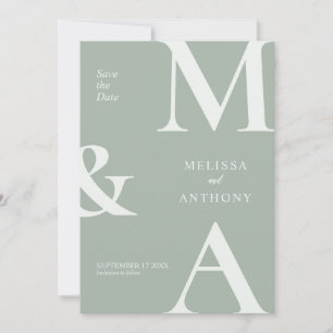 Save The Date Événement Moderne Minimaliste Vert Sauge Mariage E
