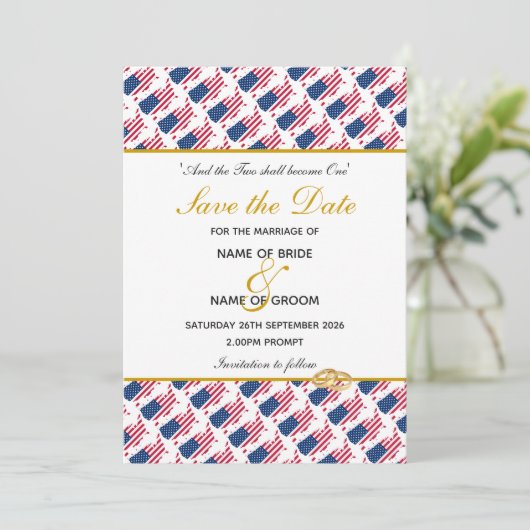 Save The Date Événement spécial de mariage CÉLÉBRATION USA (Debout devant)