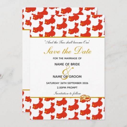 Save The Date Événement spécial de mariage chrétien en CHINE (Devant / Derrière)