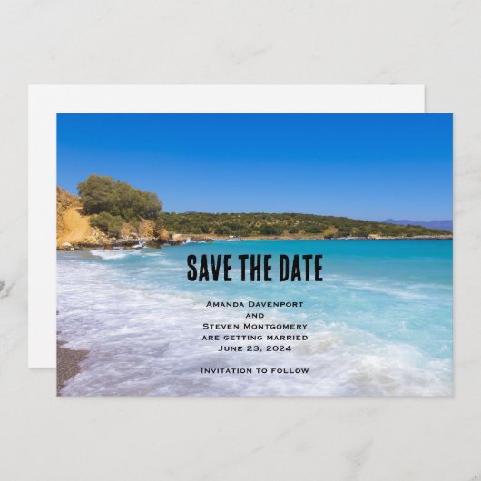 Save The Date Exotic Beach Tropical Island Paradise Mariage (Devant / Derrière)