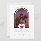 Save The Date Exquisite Arch Romantic Luxury Lace Hot Pink Heart (Devant)