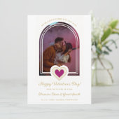 Save The Date Exquisite Arch Romantic Luxury Lace Hot Pink Heart (Debout devant)