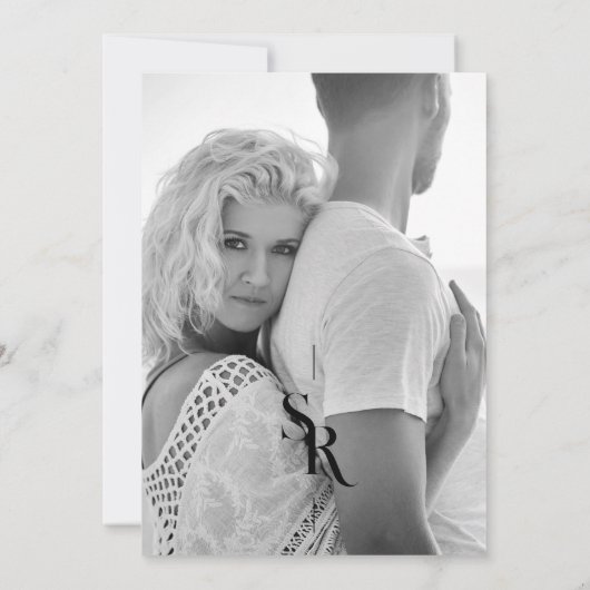 Save The Date Exquisite Elegant Minimalist Black & White Wedding (Dos)