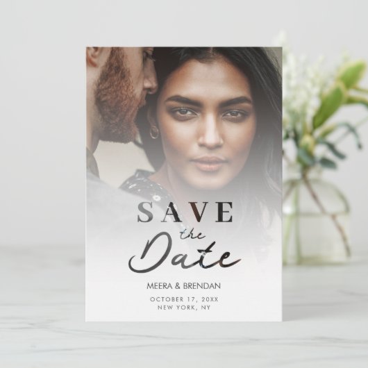 Save The Date Exquisite Romantic Translucent & Laser Cut Effect  (Debout devant)