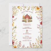 Save The Date Exquisite Rustic Barn Farmhouse Fall Floral Frame (Devant)