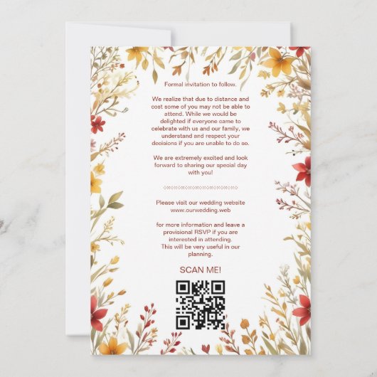 Save The Date Exquisite Rustic Barn Farmhouse Fall Floral Frame (Dos)