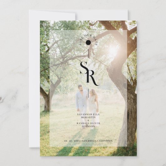 Save The Date Exquisite Vellum Transparency Minimalist Wedding (Devant)