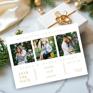 Save The Date Extra Minimal Christmas Collage 3 Photos Wedding