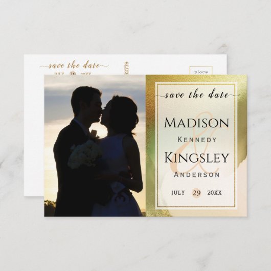 Save The Date Fab Chartreuse 🤵 audacieux et élégant Mariage bud (Devant / Derrière)