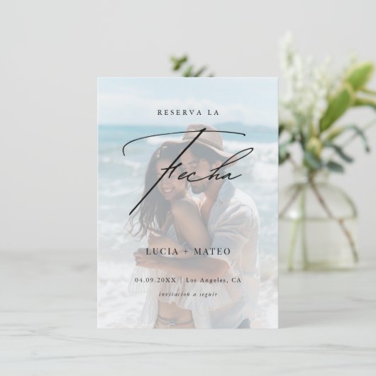 Save The Date Faded Photo Reserva La Fecha Espagne Plage Mariage (Debout devant)