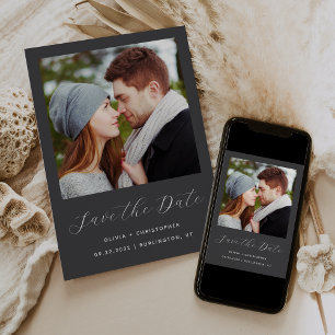 Save The Date Faire de la photo minimaliste gris charbon de bois