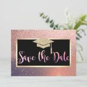 Save The Date Faire étincelante Rose Gold Graduation Save The Da (Debout devant)