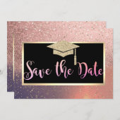 Save The Date Faire étincelante Rose Gold Graduation Save The Da (Devant / Derrière)