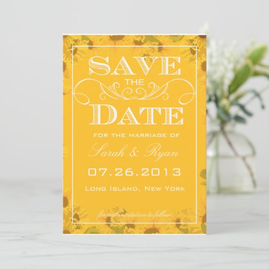 Save The Date Faire part d'annonce de mariage Tournesol (Debout devant)