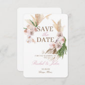 Save The Date Faire part de Boho Pampas Grass Blush Floral (Devant / Derrière)