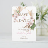 Save The Date Faire part de Boho Pampas Grass Blush Floral (Debout devant)