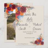 Save The Date Faire part de date automnal floral (Devant / Derrière)