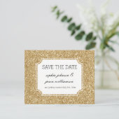 Save The Date Faire part de date de Gold Glitter (Debout devant)