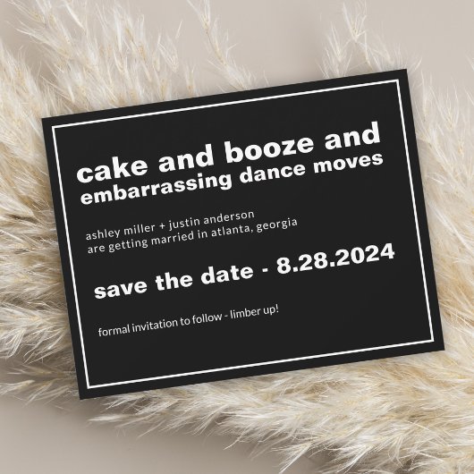 Save The Date Faire part de date de mariage drôle avec gâteau et