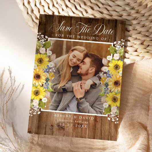 Save The Date Faire part de date de Rustic Sunflower String Ligh