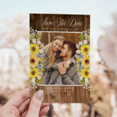 Save The Date Faire part de date de Rustic Sunflower String Ligh