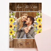 Save The Date Faire part de date de Rustic Sunflower String Ligh