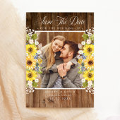 Save The Date Faire part de date de Rustic Sunflower String Ligh