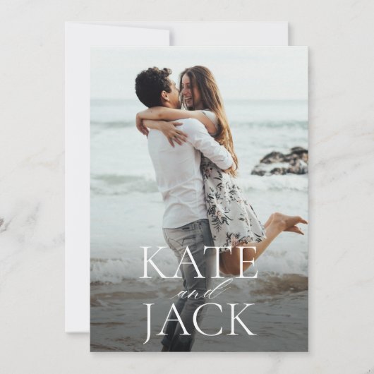 Save The Date Faire part de date typographique avec photo (Devant)