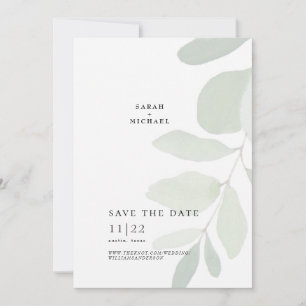 Save The Date Faire part de date unique à motif d'eucalyptus sim