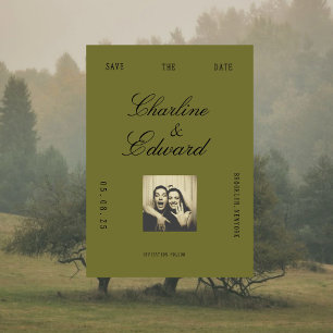 Save The Date Faire part de date vintage vert olive 