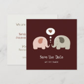 Save The Date Faire part de fiançailles éléphant mignon - Sauveg (Devant / Derrière)