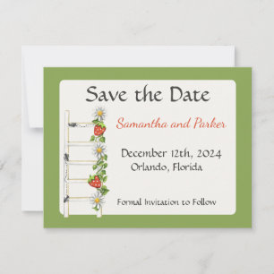 Save The Date Faire part de l'échelle de fraise vintage