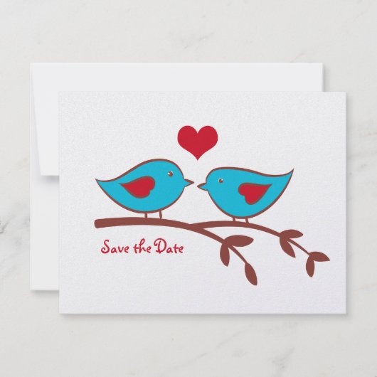 Save The Date Faire part de Love Birds pour annoncer la date (Devant)
