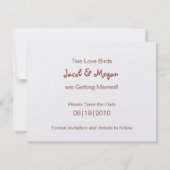 Save The Date Faire part de Love Birds pour annoncer la date (Dos)