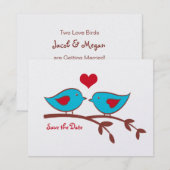 Save The Date Faire part de Love Birds pour annoncer la date (Devant / Derrière)