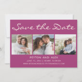 Save The Date Faire part de mariage 4-photos recto-verso violet (Devant)