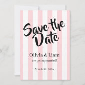 Save The Date Faire part de mariage à la date ! Rayure rose (Devant)