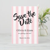 Save The Date Faire part de mariage à la date ! Rayure rose (Debout devant)