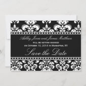 Save The Date Faire part de mariage à monogramme en damas noir e (Dos)