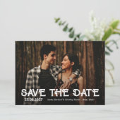 Save The Date Faire part de mariage à overlay blanc photo unique (Debout devant)