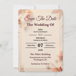 Save The Date Faire part de mariage à pastels pêche dentelés pou