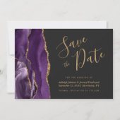 Save The Date Faire part de mariage Agate Violet Or Foncé (Devant)