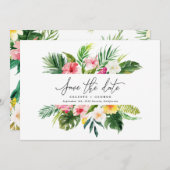 Save The Date Faire part de mariage aquarelle florale tropicale (Devant / Derrière)