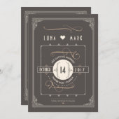 Save The Date Faire part de mariage Art Déco Gatsby (Devant / Derrière)